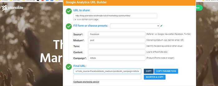 Google Analytics URL Builder chrome extension for social media manager marketer freelancer