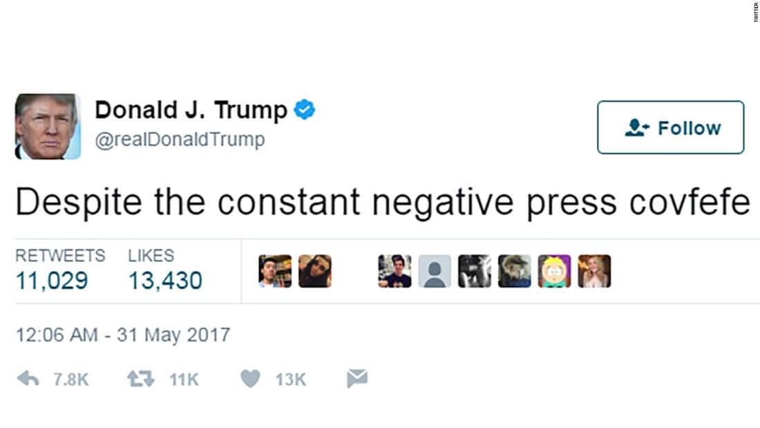Social Media Year in Review 2017 Donald Trump covfefe