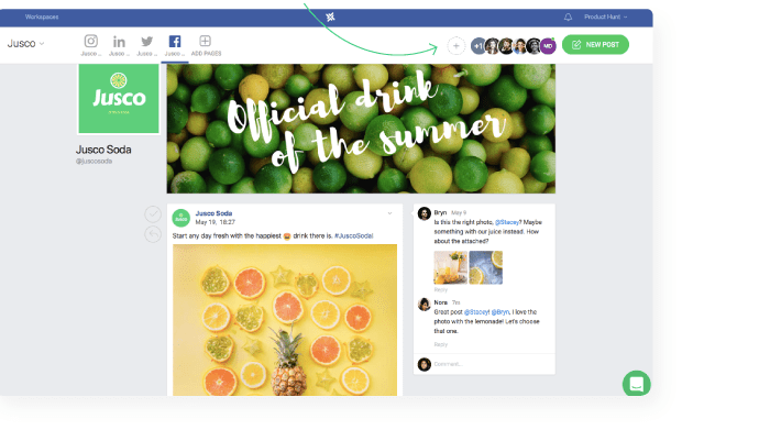 managing multiple social media pages add teammates in planable