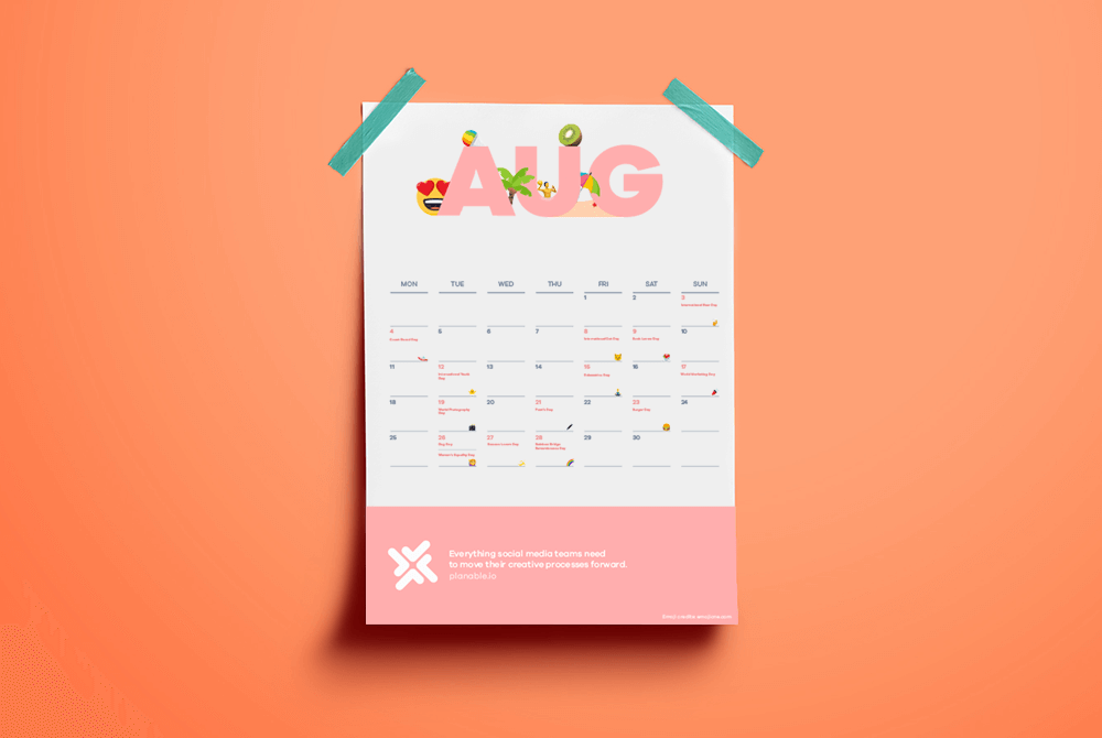 emoji calendar all the events in the world for social media content calendar