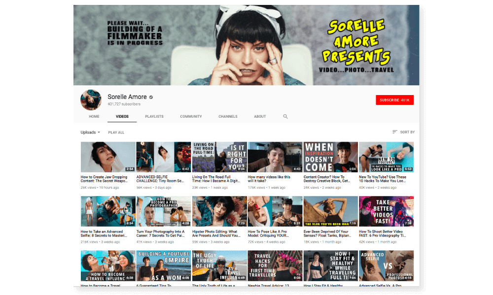 social media for photographers sorelle amore youtube account