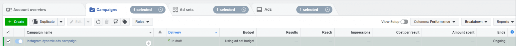 create campaign facebook ad instagram dynamic ad